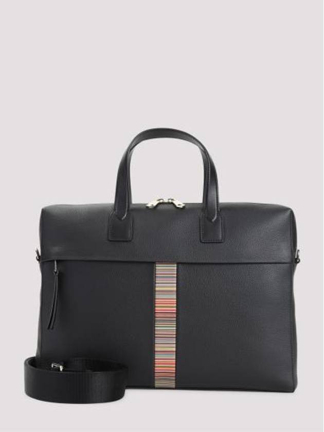 Signature Stripe Trim Brief Case Black - PAUL SMITH - BALAAN 1