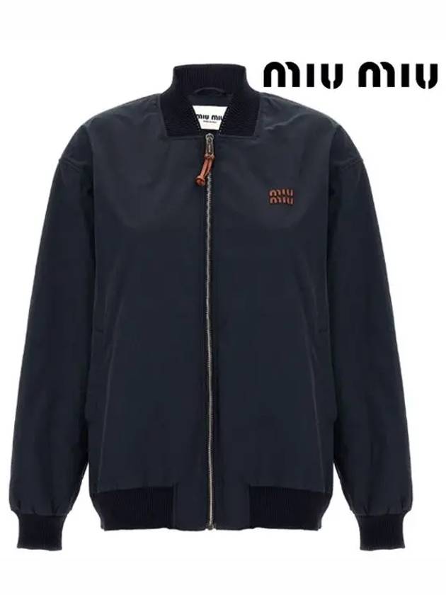 Panama Cotton Bomber Jacket Navy ML1051 12NS F0008 - MIU MIU - BALAAN 2