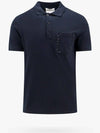 Topstitch V Detail Cotton Pique Polo Shirt Navy - VALENTINO - BALAAN 2