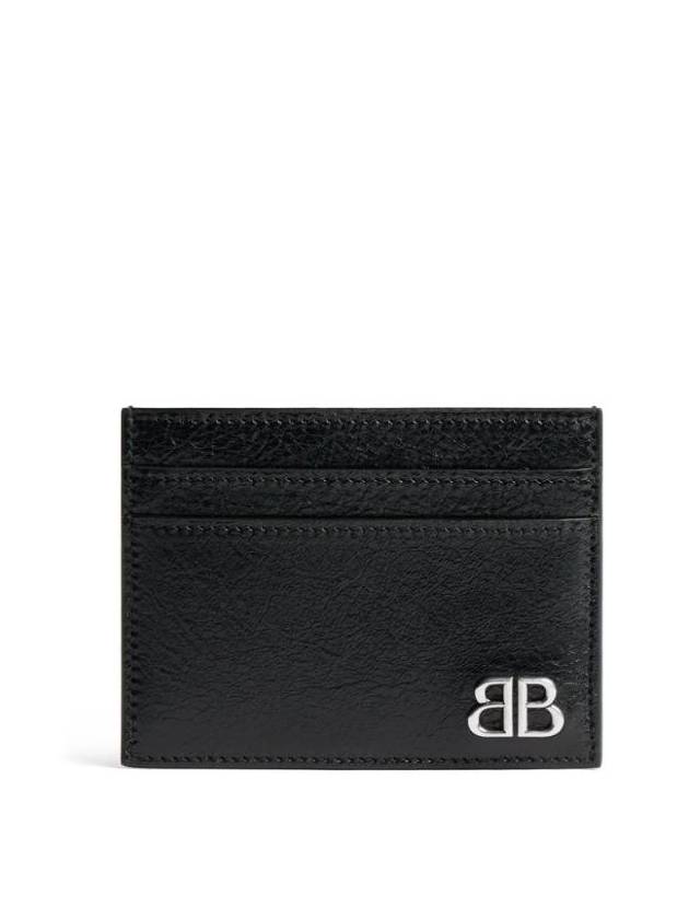 Monaco Embellished Logo Leather Card Wallet Black - BALENCIAGA - BALAAN 1