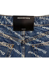 Byte Logo Monogram Denim Shorts Blue - ALEXANDER WANG - BALAAN.