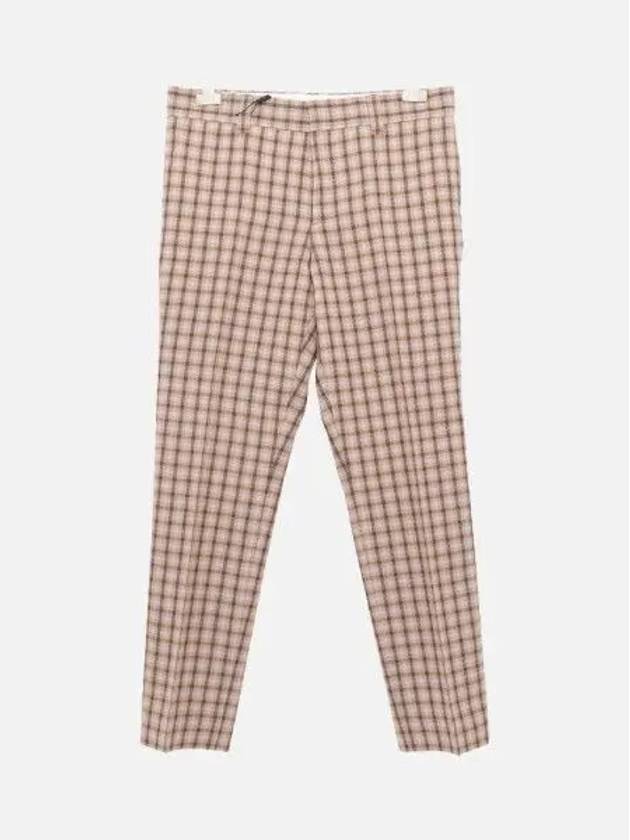 Men's Gingham Check Wool Straight Pants Beige Brown - BURBERRY - BALAAN 2