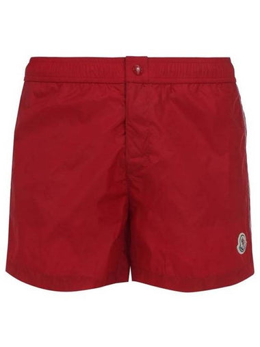 Men's Logo Patch Three Stripes Lining Swim Shorts Red - MONCLER - BALAAN 1