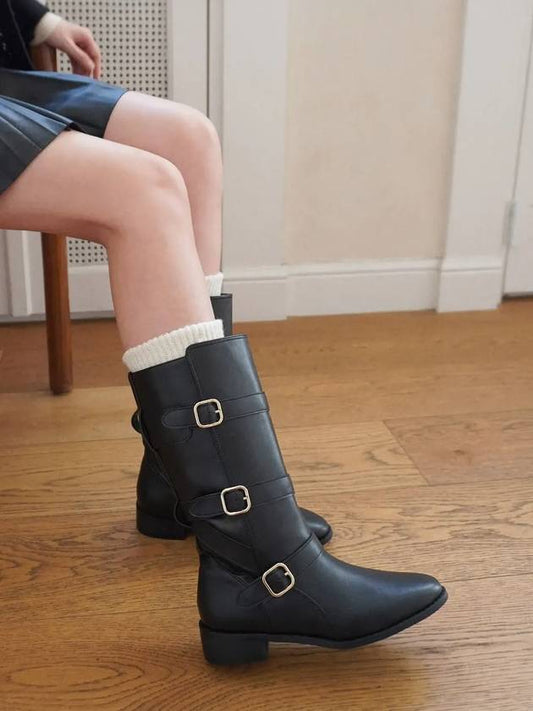 Basic Three Buckle Middle Boots - HALTEALLEZ - BALAAN 2