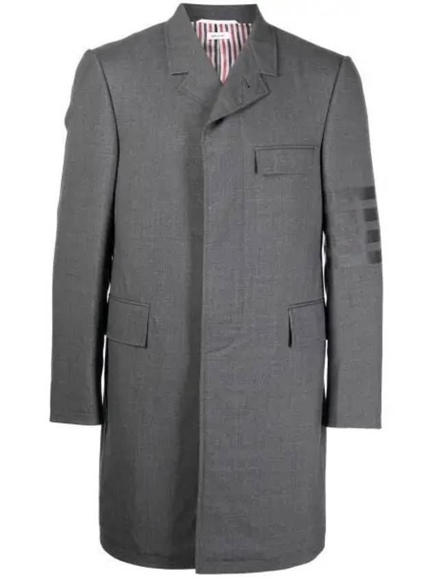 Men's Plain Weave 4 Bar Chesterfield Over Single Coat Dark Grey - THOM BROWNE - BALAAN 2