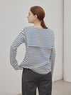 Eri Reefwomen's Marine Stripe Sailor Collar Long Sleeve T-Shirt Blue - ARIFF - BALAAN 3