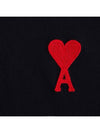 Heart Logo Cotton Jersey Short Sleeve T-Shirt Black - AMI - BALAAN 4