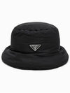 Triangle Logo Bucket Hat Black - PRADA - BALAAN.