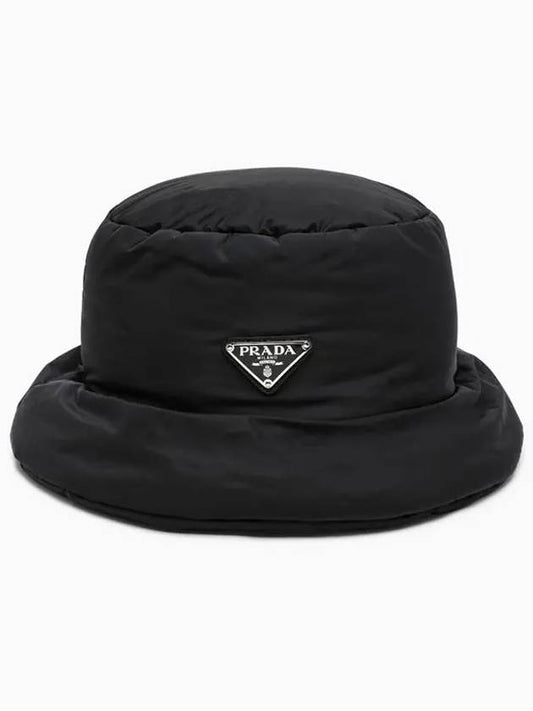 Triangle Logo Bucket Hat Black - PRADA - BALAAN 1