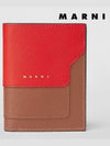 Two-Tone Saffiano Leather Half Wallet Red - MARNI - BALAAN 3