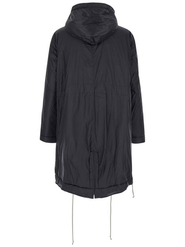 'Fishtail' Black Parka With Drawstring Hood And Hem In Tech Fabric Man - RICK OWENS - BALAAN 2