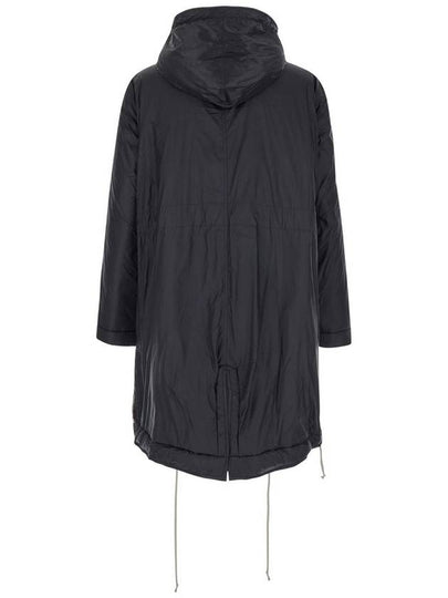 'Fishtail' Black Parka With Drawstring Hood And Hem In Tech Fabric Man - RICK OWENS - BALAAN 2