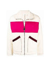 Heart Logo Fleece Fur Zip-Up Jacket Off-White Fuchsia - AMI - BALAAN 1