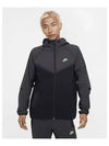 Tech Woven Windrunner Full Zip Jacket M Black Anthracite Green Strike HM7152 013 - NIKE - BALAAN 2