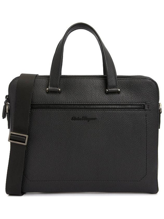 Double Pocket Zipper Briefcase Black - SALVATORE FERRAGAMO - BALAAN 2