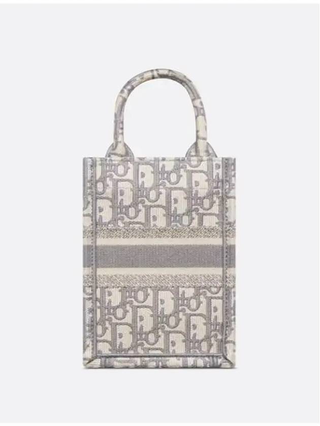 Oblique Embroidery Mini Book Phone Tote Bag Grey - DIOR - BALAAN 6