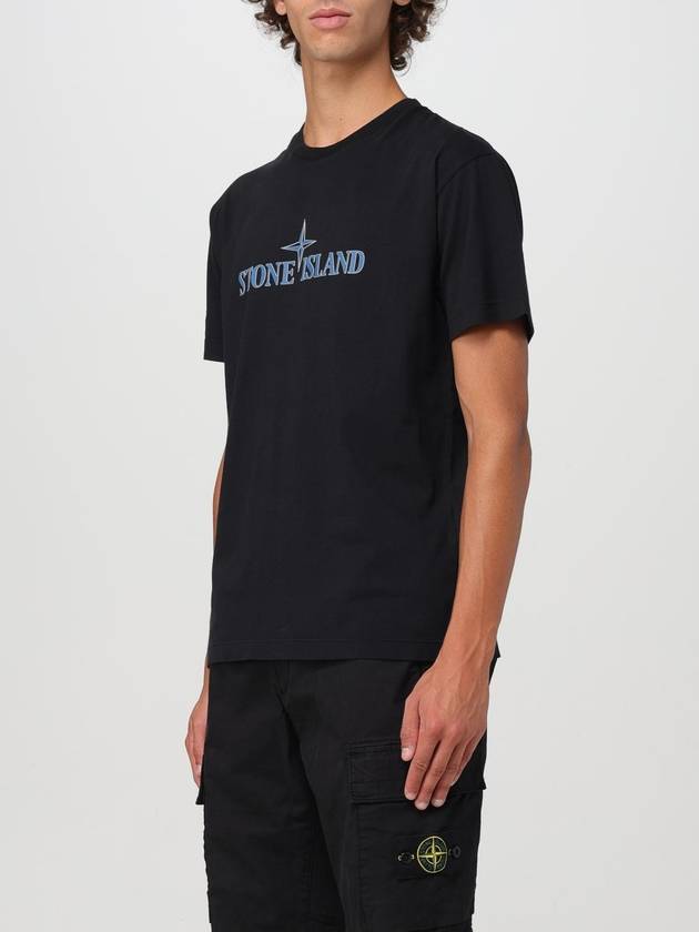 T-shirt Stone Island in cotone con stampa logo - STONE ISLAND - BALAAN 3