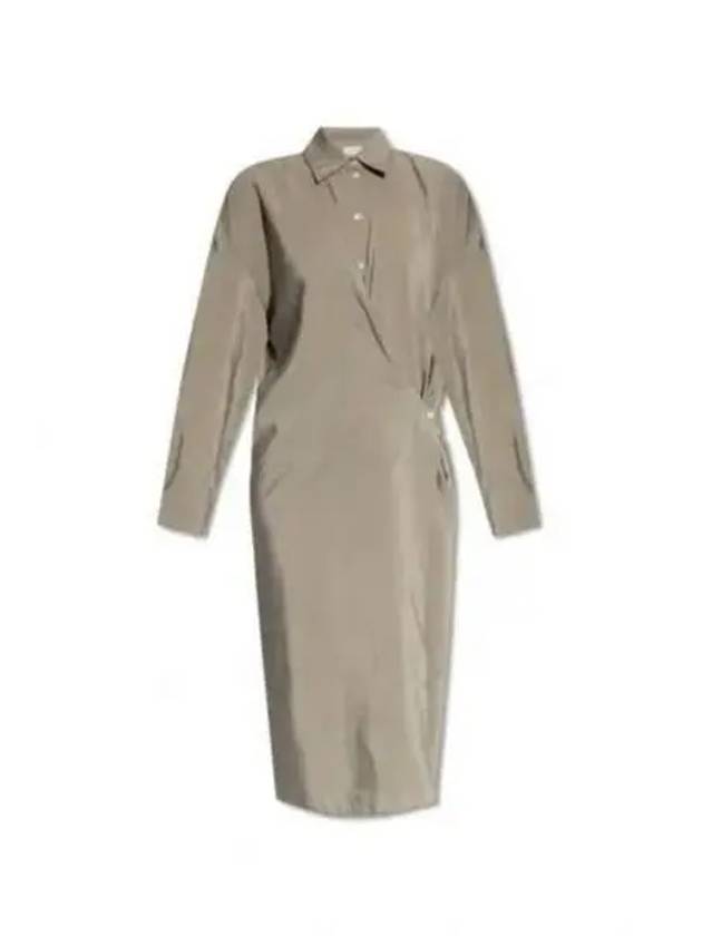 Straight Collar Twisted Dry Silk Midi Dress Light Misty Grey - LEMAIRE - BALAAN 2