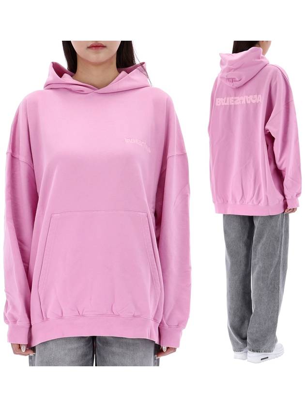 logo print hooded top pink - BALENCIAGA - BALAAN.