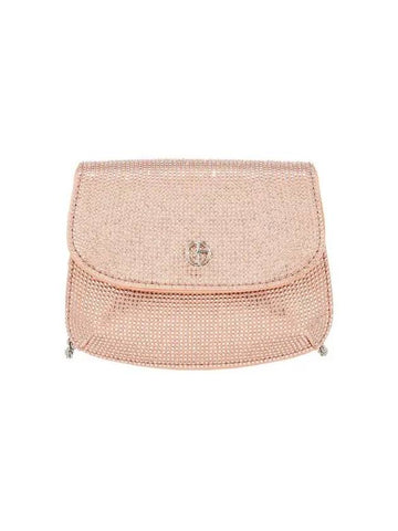 Women s Rhinestone Satin Flap Mini Bag Peach - GIORGIO ARMANI - BALAAN 1