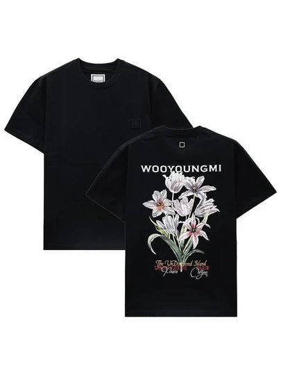 Flower Print Short Sleeve T-Shirt Black - WOOYOUNGMI - BALAAN 2