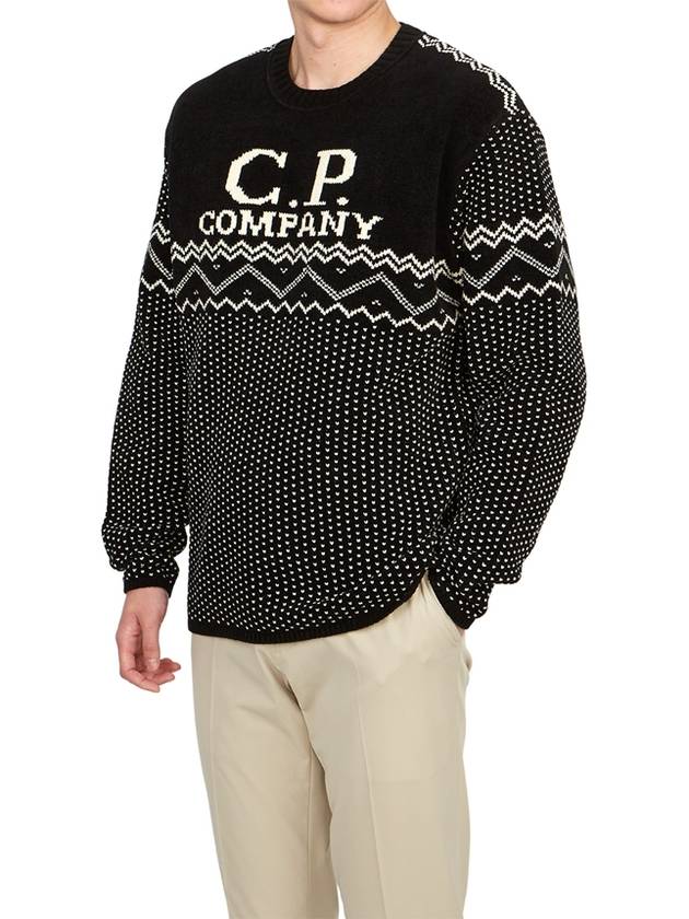 Logo Intarsia Knit Top Black - CP COMPANY - BALAAN 5