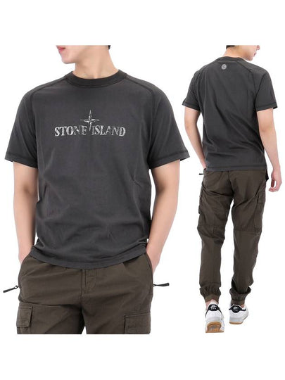 Logo Cotton Short Sleeve T-Shirt Charcoal Grey - STONE ISLAND - BALAAN 2