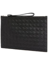 Intrecciato Strap Large Clutch Bag Black - BOTTEGA VENETA - BALAAN 3