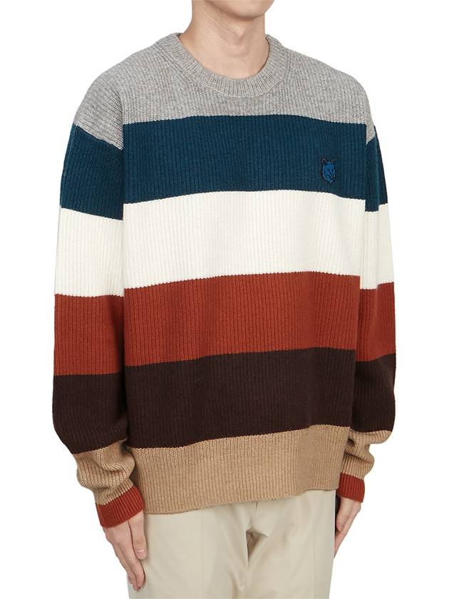 Foxhead Patch Striped Comfort Shibori Knit Top - MAISON KITSUNE - BALAAN 4