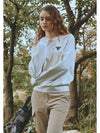 Women s eco leather mix match round long sleeved T shirt sand - CHALLENGER - BALAAN 4