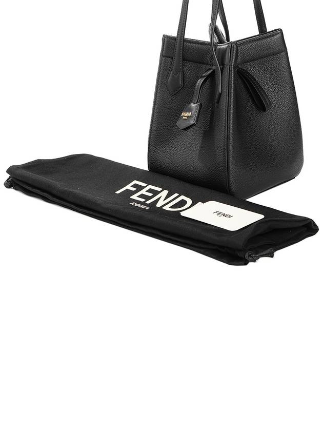 Origami Medium Leather Tote Bag Black - FENDI - BALAAN 6