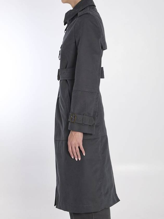 Long Cotton Nylon Trench Coat Cinder - BURBERRY - BALAAN 4