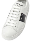 Logo Brushed Leather Low-Top Sneakers White - PRADA - BALAAN 8