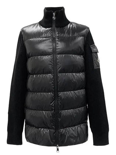 Padded Wool Cardigan Black - MONCLER - BALAAN 2