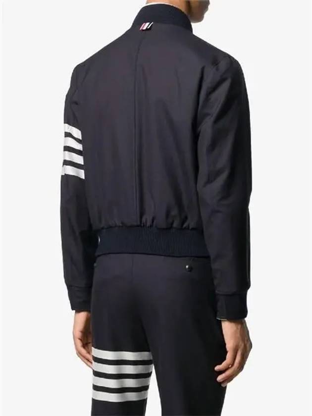 Diagonal Striped Knit Rib Blouson Bomber Jacket Navy - THOM BROWNE - BALAAN 4