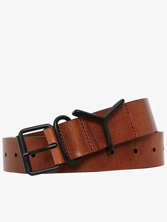 Y Metal Leather Belt Brown - Y/PROJECT - BALAAN 2