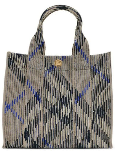 Check Knit Mini Tote Bag Lichen - BURBERRY - BALAAN 1