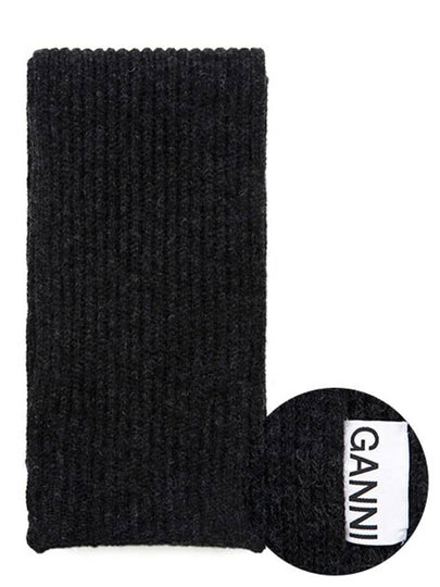 Ribbed Knit Muffler Black - GANNI - BALAAN 2