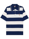 Men's Logo Graphic Striped Cotton Polo Shirt Navy - KENZO - BALAAN 3