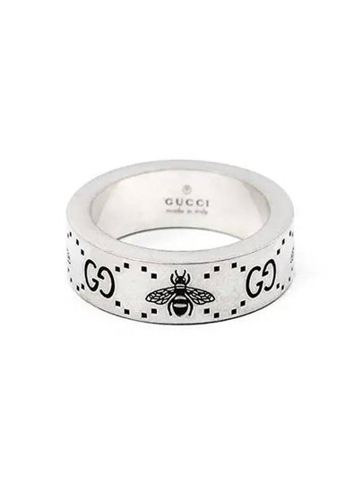 GG Logo Bee Engraving Wide Ring Silver - GUCCI - BALAAN 2