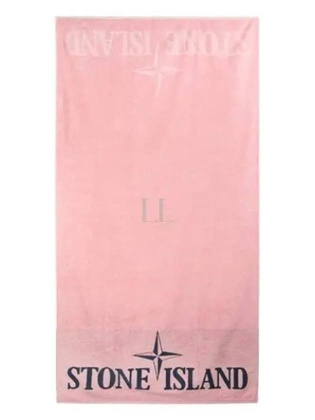 Cotton Terry Logo Beach Towel Pink - STONE ISLAND - BALAAN 2