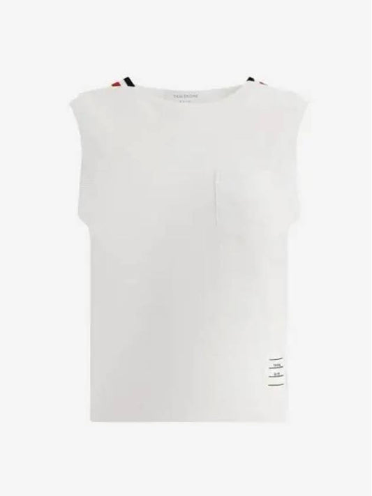 Women's Pick Rib Gusset Boat Neck Sleeveless White - THOM BROWNE - BALAAN 2