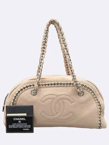 Beige Lambskin Luxury Buy Logo Chain Bowling Shoulder Bag - CHANEL - BALAAN 1