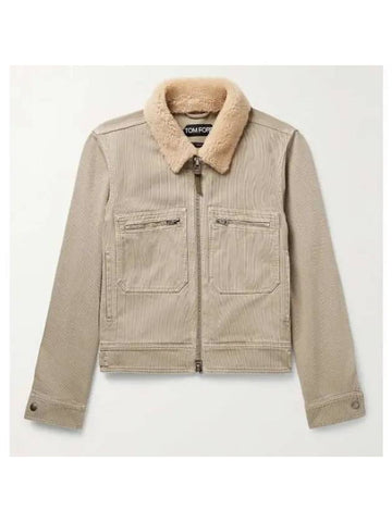 Bedford Code Zip-Up Jacket Beige - TOM FORD - BALAAN 1