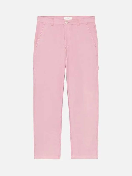 Men's Worker Fit Straight Pants Pink - AMI - BALAAN.