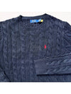 Embroidered Pony Logo Cable Knit Top Navy - POLO RALPH LAUREN - BALAAN 10