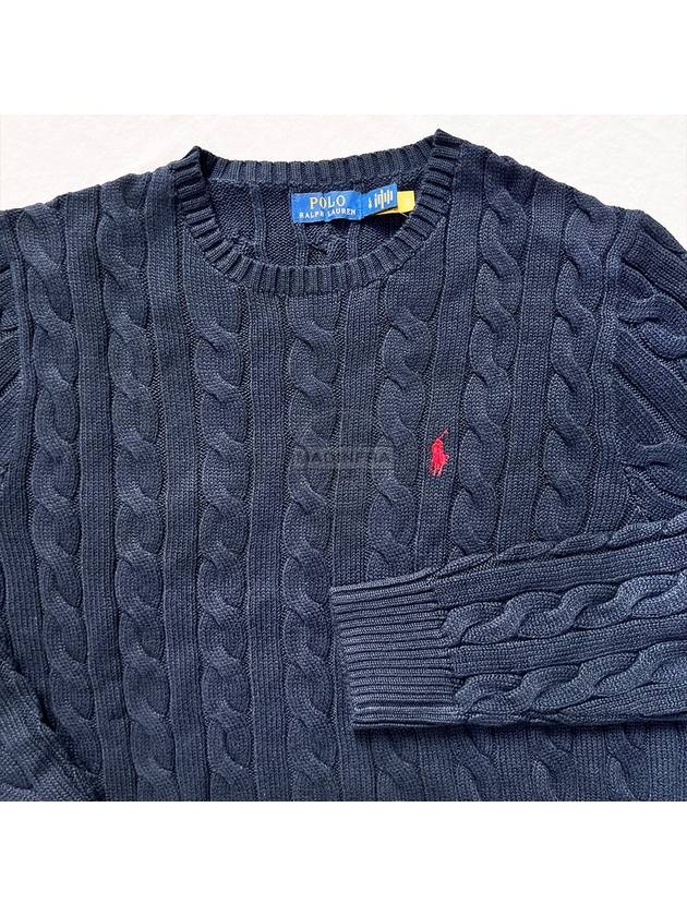 Embroidered Pony Logo Cable Knit Top Navy - POLO RALPH LAUREN - BALAAN 10