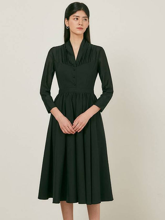 Women's Gabrielle GABRIELLE Midi Dress Black - AME - BALAAN 1