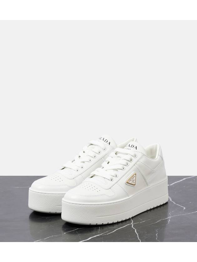 Downtown Bold Leather Low Top Sneakers White - PRADA - BALAAN 4