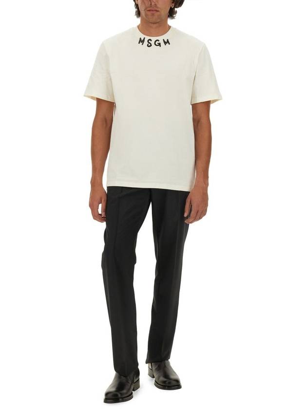 Msgm T-Shirt With Brushed Logo - MSGM - BALAAN 2